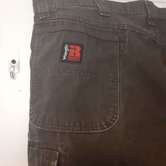 Wrangler RIGGS Mens 40x32 Canvas Double Front Knee Cargo Pants Green - Picture 8 of 11